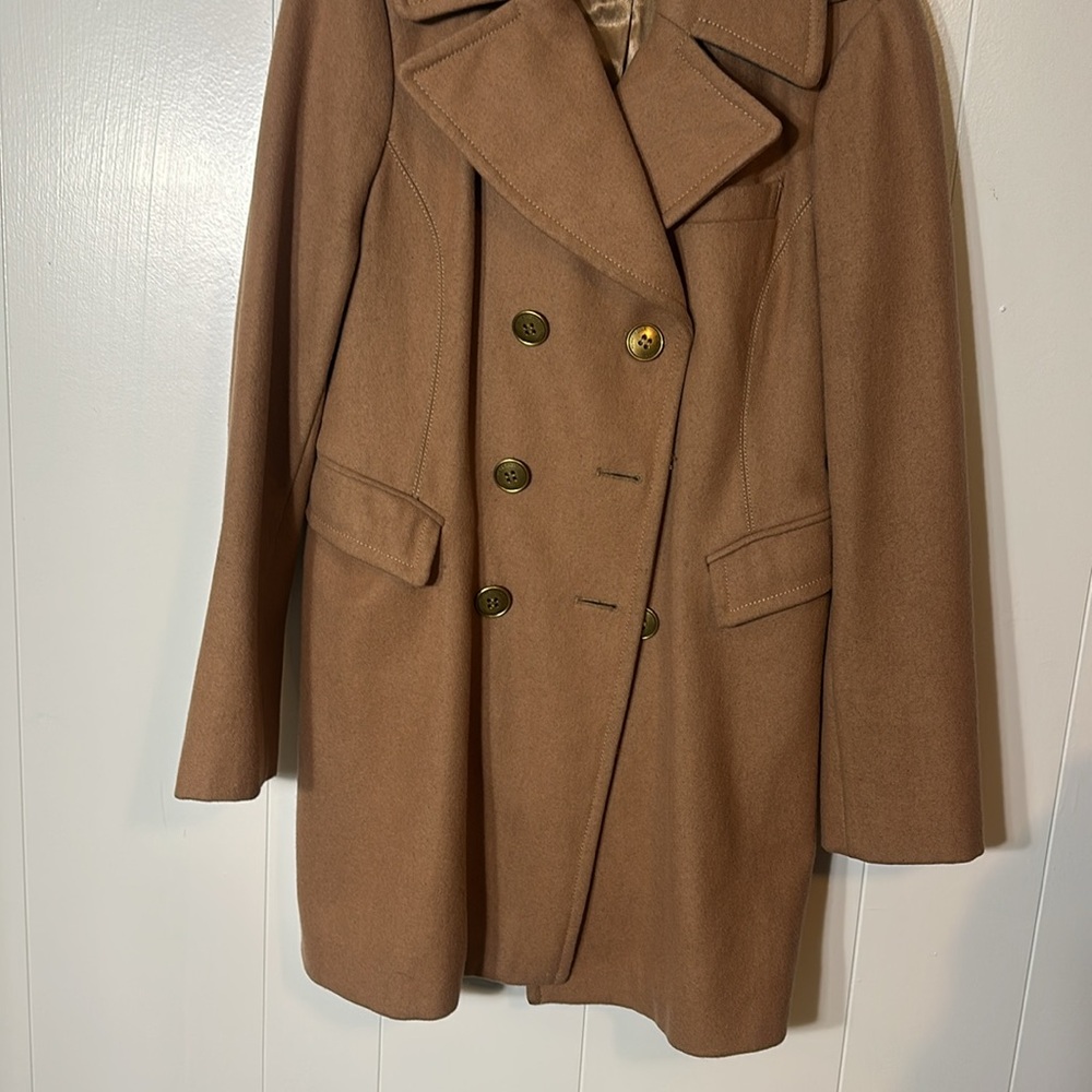 Kenneth Cole peacoat wool double breasted tan camel coat - Picture 3 of 6